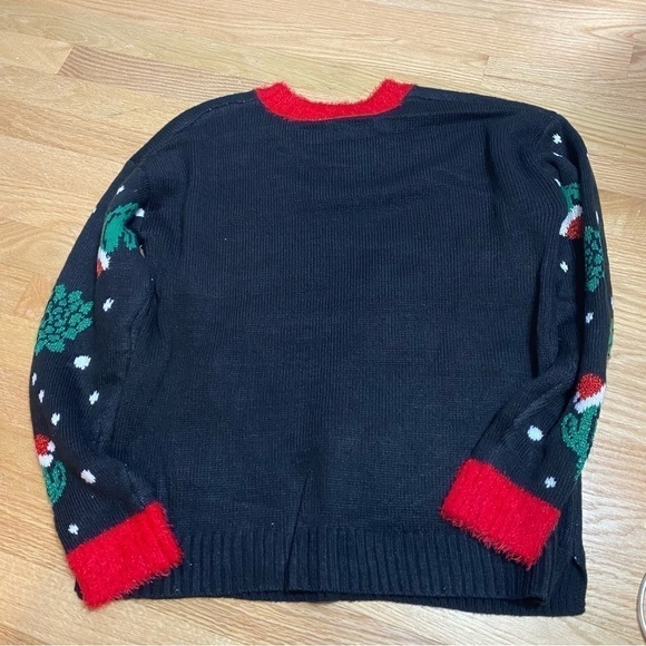 Llama Ugly Christmas Sweater NEW Small Holiday Time Black Red Women’s Lights - Picture 4 of 4